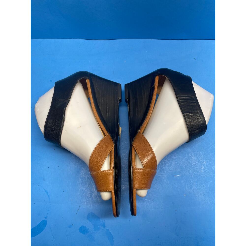 Nine West  Black Brown Ankle Strap Wedge Sandals Women's Size 7.5 M - Picture 7 of 12